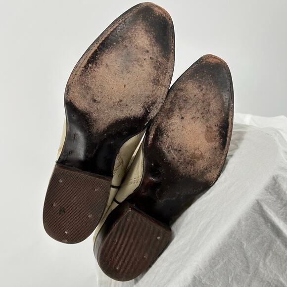 Vintage Men\'s Cream Leather Quill Ostrich Jhonny Western Cowboy Boots Sz 8M main image 7